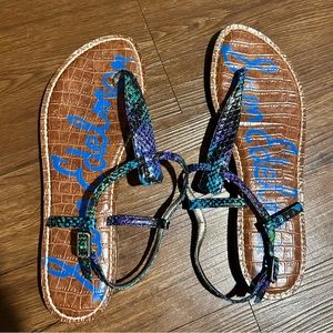 Same Edelman snakeskin Gigi sandals